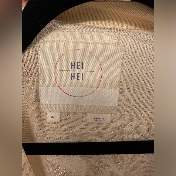 Anthropologie Hei Hei Gold Metallic Kimono Cardigan - Picture 3 of 6